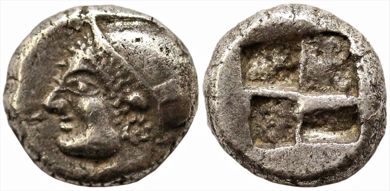 Greek
IONIA. Phokaia. (Circa 521-478 BC).
AR Diobol (7.3mm 1.34)
Obv: Archaic...