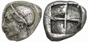 Greek
IONIA. Phokaia. (Circa 521-478 BC). 
AR Diobol (7.4mm 1.26)
Obv: Archaic female head left, wearing earring and helmet or close fitting cap.
Rev:...