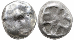 Greek Coins
MYSIA. Parion. (550-520 BC)
AR Drachm (10.2mm 3.19g)
Obv: Facing head of gorgoneion with open mouth and protruding tongue. 
Rev: Irregular...