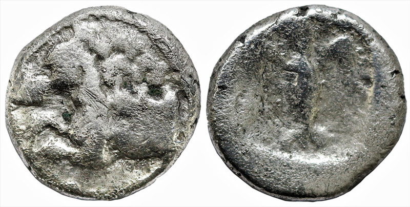 Greek
KINGS of THRACE. Sparadokos. (Circa 445-435 BC) Olynthos mint
AR Diobol ...