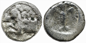 Greek
KINGS of THRACE. Sparadokos. (Circa 445-435 BC) Olynthos mint
AR Diobol (8.2mm 0.93g) 
Obv: Forepart of horse left 
Rev: Eagle flying left, serp...