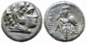 Greek
MYSIA. Pergamon. (Circa 310-282 BC).
AR Diobol (8mm 1.24g)
Obv: Head of Herakles right, wearing lion skin.
Rev: ΠΕΡΓΑM Archaistic Palladion:...