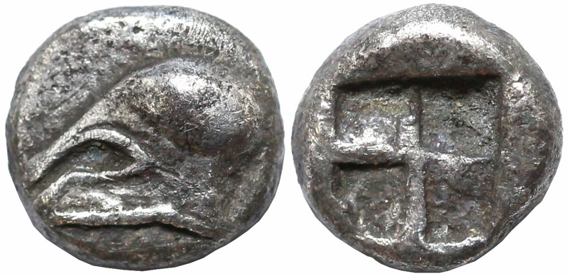 Greek
IONIA. Uncertain mint. (Circa 600-550 BC).
AR Obol (5mm 0.69g)
Obv: Cor...