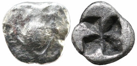Greek
IONIA. Erythrai (circa 550-500 BC)
AR Obol (6mm 0.56g)
Obv: Rosette with central pellet in annulet
Rev: Quadripartite incuse square.
Unpubl...