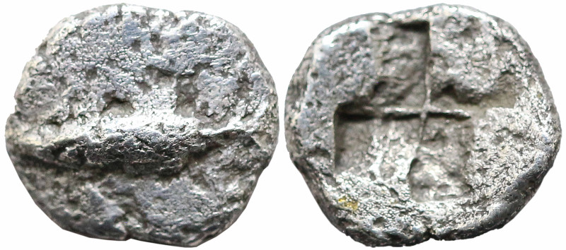 Greek
MYSIA. Kyzikos. (Circa 500 BC)
AR Obol (7.1mm 0.56g)
Obv: Tunny fish sw...