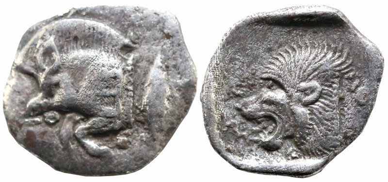 Greek
MYSIA. Kyzikos. (Circa 450-400 BC)
AR Obol (10mm 0.69g)
Obv: Forepart o...