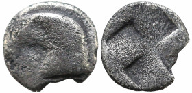 Greek
AEOLIS. Kyme (Circa 450-400 BC).
AR Hemiobol (5.5mm 0.31g)
Obv: Head of eagle to left; [star or KY] below beak
Rev: Quadripartite incuse squ...