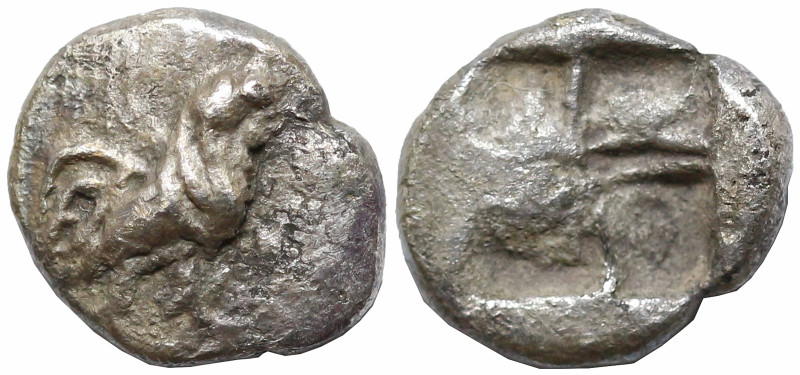 Greek
TROAS. Dardanos. (5th century BC)
AR Obol (7.8mm 0.76g)
Obv: Cock stand...