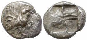 Greek
TROAS. Dardanos. (5th century BC)
AR Obol (7.8mm 0.76g)
Obv: Cock standing right
Rev: Quadripartite incuse square.
SNG Copenhagen -; Klein ...