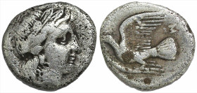 Greek
SIKYONIA. Sikyon. (Circa 350-330/20 BC).
AR Obol (9.8mm 0.79g)
Obv: Laureate head of Apollo to right.
Rev: ΣΙ ( retrograde ) Dove flying lef...