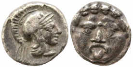 Greek
PISIDIA. Selge. (Circa 350-300 BC)
AR Obol (7.6mm 0.98g).
Obv: Facing gorgoneion, tongue extended
Rev: Head of Athena to right, wearing cres...