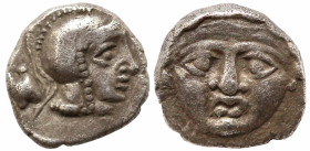 Greek
PISIDIA. Selge (Circa 350-300 BC)
AR Obol (8mm 1.03g)
Obv: Facing gorgoneion.
Rev: Helmeted head of Athena right; astragalos to left.
SNG B...
