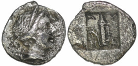 Greek
LYCIAN LEAGUE. Masikytes. (Circa 48-27 BC)
1/4 Drachm (10.3mm 0.7g) .
Obv: Diademed and draped bust of Artemis to right, bow and quiver over ...