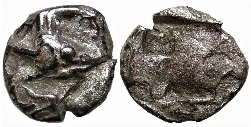 Greek
MYSIA. Kyzikos. (Circa 600-550 BC)
AR Hemiobol (6.1mm 0.25g)
Obv: Head ...