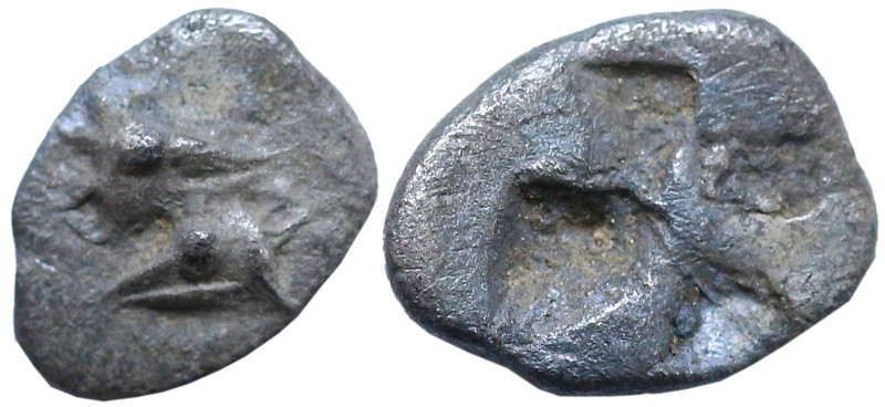 Greek
MYSIA. Kyzikos. (Circa 550-500 BC).
AR Hemiobol (7mm 0.41g).
Obv: Head ...