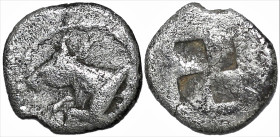 Greek
THRACE. Byzantion (Circa 387-340 BC)
AR Hemiobol (5.9mm 0.34g)
Obv: Forepart of bull left
Rev: Quadripartite incuse square.
SNG BM Black Se...