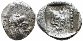 Greek
DYNASTS OF LYCIA. Uncertain Dynast (Circa 6th-5th century BC).
AR Tetartemorion (3.3mm 0.15g)
Obv: Bearded head right
Rev: Head of man-heade...