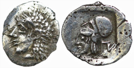 Greek
ASIA MINOR. Uncertain. 5th-4th centuries BC.
AR Tetartemorion (5.8mm 0.19g)
Obv: Head of Apollo(?) left, wearing tainia
Rev. Head of Athena ...
