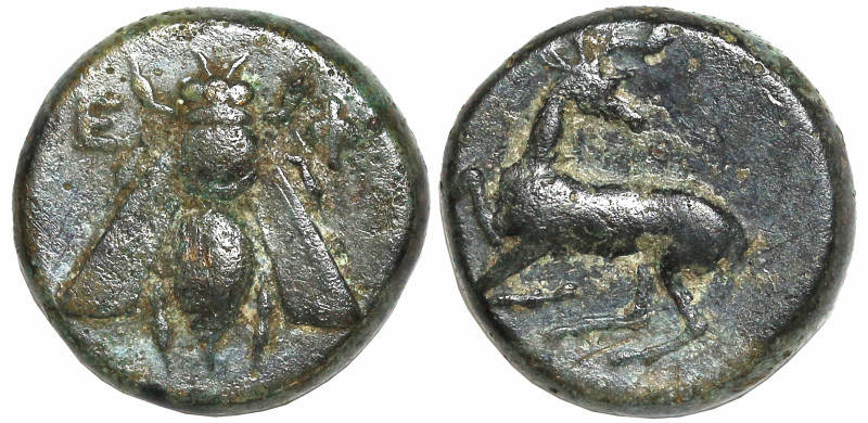 Greek
IONIA. Ephesos. (Circa 390-300 BC).
AE Bronze (10.3mm 2.36g)
Obv: Ε – Φ...