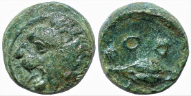 Greek
THRACE. Chersonesos. (Circa 386-309 BC).
AE Bronze (8.8mm 1.61g)
Obv: Head of lion left.
Rev: XEP / PO Barley grain.
HGC 3.2, 1439.