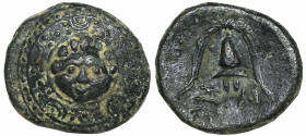 Greek
KINGS of MACEDON. Philip III Arrhidaios (Circa 323-317 BC)
AE Bronze (14.3mm 3.38g)
Obv: Macedonian shield, with facing gorgoneion on boss.
...