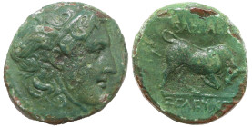 Greek
SELEUKID KINGDOM. Seleukos I Nikator (Circa 312-281 BC)
AE Bronze (16mm 4.04g)
Obv: Winged head of Medusa right.
Rev: ΒΑΣΙΛΕΩΣ / ΣΕΛΕΥΚΟΥ. B...