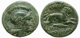 Greek
KINGS of THRACE. Lysimachos (Circa 305-281 BC). Lysimacheia
AE Bronze (17.2mm 5.29g)
Obv: Head of Athena to right, wearing crested Attic helm...