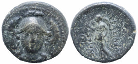 Greek Coins
SELEUKID KINGDOM. Antiochos I Soter (281-261 BC). Smyrna or Sardes.
AE Bronze (15.8mm 4.3g)
Obv: Helmeted head of Athena facing.
Rev: ...