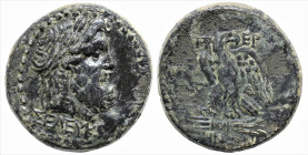 Greek
MYSIA. Pergamon. (Circa 200-133 BC). Seleukos, magistrate.
AE Bronze (21.2mm 9.2g)
Obv: ΣEΛEVKOV. Laureate head of Asklepios right.
Rev: Π -...