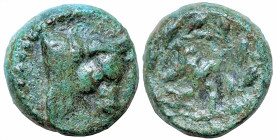 Greek
MYSIA. Kyzikos (Circa 2nd-1st centuries BC)
AE Bronze (10.1mm 2.75g)
Obv: Head of bull right.
Rev: Monogram between KY / ZI; all within wrea...