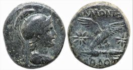 Greek
PHRYGIA. Akmoneia. (133-48 BC)
AE Bronze (19mm 6.12g)
Obv: Bust of Athena to right, wearing crested Attic helmet and aegis.
AE Bronze (19mm ...