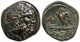 Greek
PONTOS. Amaseia . Time of Mithradates VI Eupator (circa 85-65 BC)
AE Bronze (17mm 9.25g)
Obv: Laureate head of Zeus right
Rev: AMAΣΣEIAΣ, ea...