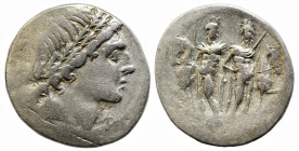 Roman Republican
L. Memmius (109-108 BC). Rome.
AR Denarius (18mm 3.78g)
Obv: Male head right, wearing oak wreath; mark of value to lower right.
R...