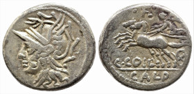 Roman Republican
C. Coilius Caldus (104 BC). Rome.
AR Denarius (16.1mm 3.69g)
Obv: Helmeted head of Roma left.
Rev: C COIL / CALD. Victory driving...
