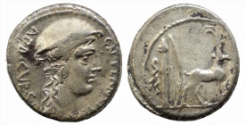 Roman Republican
CN. Plancius (55 BC). Rome
AR Denarius (15mm 3.91g)
Obv: CN PLANCIVS / AED CVR SC Head of Diana Planciana right, wearing petasus....