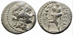 Roman Republican
Julius Caesar (Late 48-47 BC). Military mint traveling with Caesar in North Africa.
AR Denarius (14.8mm 3.71g).
Obv: Diademed head...