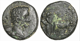 Roman Provincial
MACEDON. Philippi(?). Augustus (27 BC-AD 14)
Obv: AVG, bare head to right
Rev: Two founders driving yoke of oxen right, plowing po...