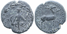 Roman Provincial
Lydia. Hierocaesarea. Pseudo-autonomous (first half of the second century AD)
AE Bronze (16.8mm 5.17g)
Obv: Artemis in short chito...