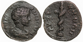 Roman Provincial
MYSIA. Kzyikos. Commodus, Caesar (175-177 AD)
AE Bronze (20mm 4.74g)
Obv: Λ ΑVΡ ΚΟΜΟΔΟϹ ΚΑΙϹΑΡ ΓƐΡΜ bare-headed bust of Commodus (...