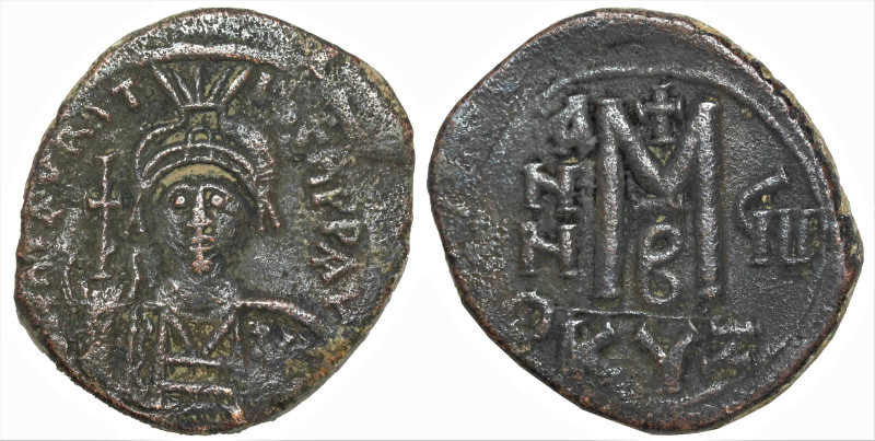 Byzantine
Maurice Tiberius (582-602 AD). Kyzikos
AE Follis (27.3mm 10.84g)
Ob...