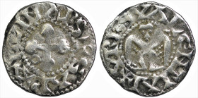 World
FRANCE. Valence. Anonymous Bishops (1157-1276 AD)
AR Denier (15.3mm 1g)
Obv: Cross with globular ends, annulet in one angle.
Rev: Double-hea...