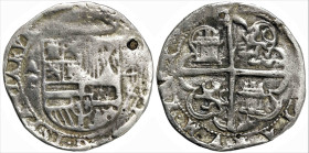 World
SPAIN. Philip II (1556-1598 AD). Uncertain mint.
AR 4 Reales (29.3mm 11.54g)
Obv: Crowned coat of arms.
Rev: Coat-of-arms.
Cf. Calicò 400.