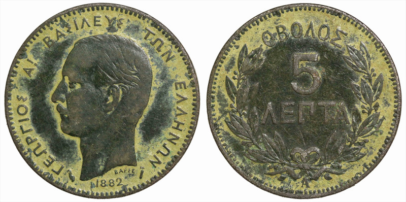 World
GREECE. George I (1863-1913 AD)
5 Lepta 1882 (23mm 4.79g)
Obv: Head lef...
