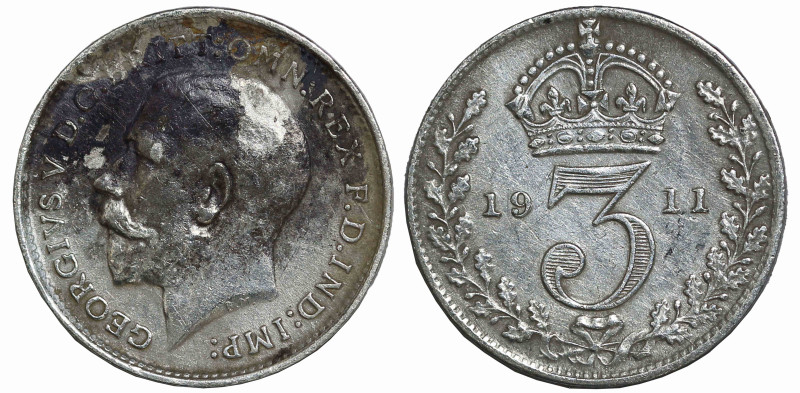 World
GREAT BRITAIN. George V (1910-1936 AD)
3 Pence 1911 (14mm 1.38g)
KM-813...