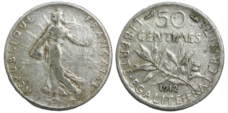 World
FRANCE. Third Republic
50 Centimes 1912 (15.9mm 2.46g)
KM 854