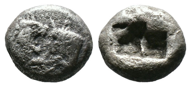 (Silver, 3.24g 12mm)
Kroisos(561-546 BC). AR 1/3 stater. Confronted foreparts o...