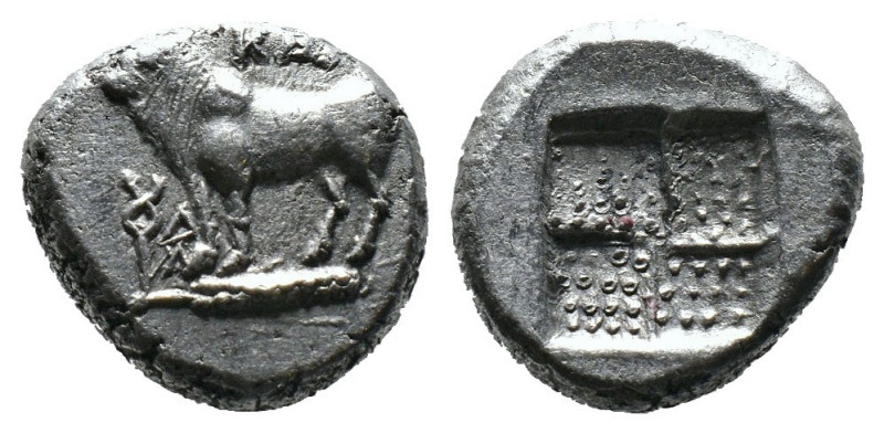 (Silver, 3.76g 14mm)

Kalchedon, Bithynia. AR Drachm 386-340 BC.

Bull stand...