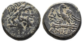 (Bronze, 8.88g 20mm)

PONTOS, Amisos.

Time of Mithradates VI Eupator,

Circa 100-85 BC. AE

Laureate head of Zeus to right.

Rev. AMIΣOY Ea...
