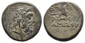 (Bronze, 7.42g 19mm)

PONTOS. Amisos.

Time of Mithradates VI Eupator, circa 100-85 BC. AE

Laureate head of Zeus to right.

Rev. AMIΣOY Eagle...