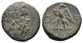 (Bronze, 9.07g 21mm)

PONTOS. Amisos.

Time of Mithradates VI Eupator

Circa 100-85 BC. AE

Laureate head of Zeus to right.

Rev. AMIΣOY Eag...